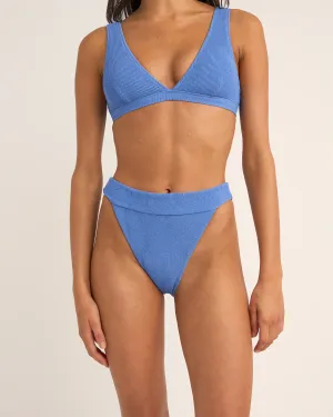 Isla Rib Hi Bund-Bikini-Höschen in Kornblumenblau