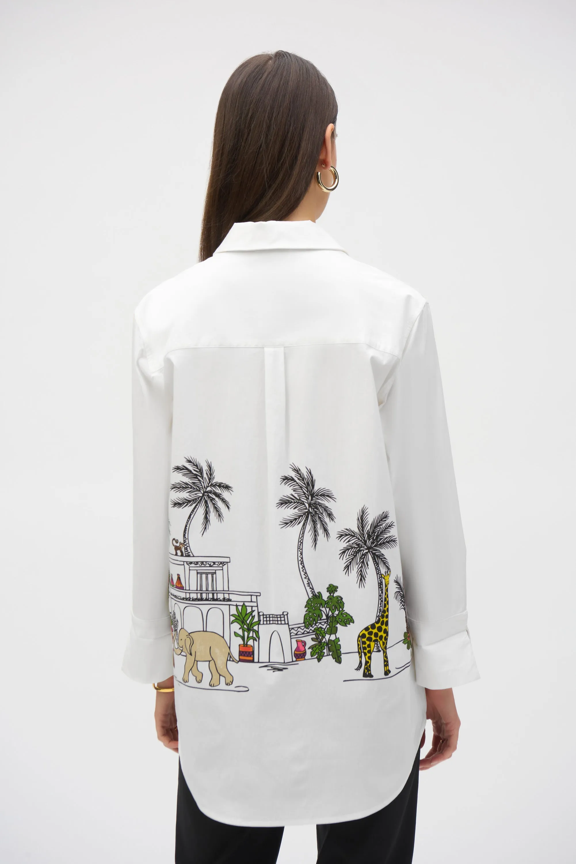 JOSEPH RIBKOFF GEDRUCKTES POPELIN BLOUSE - WEIß MULTI