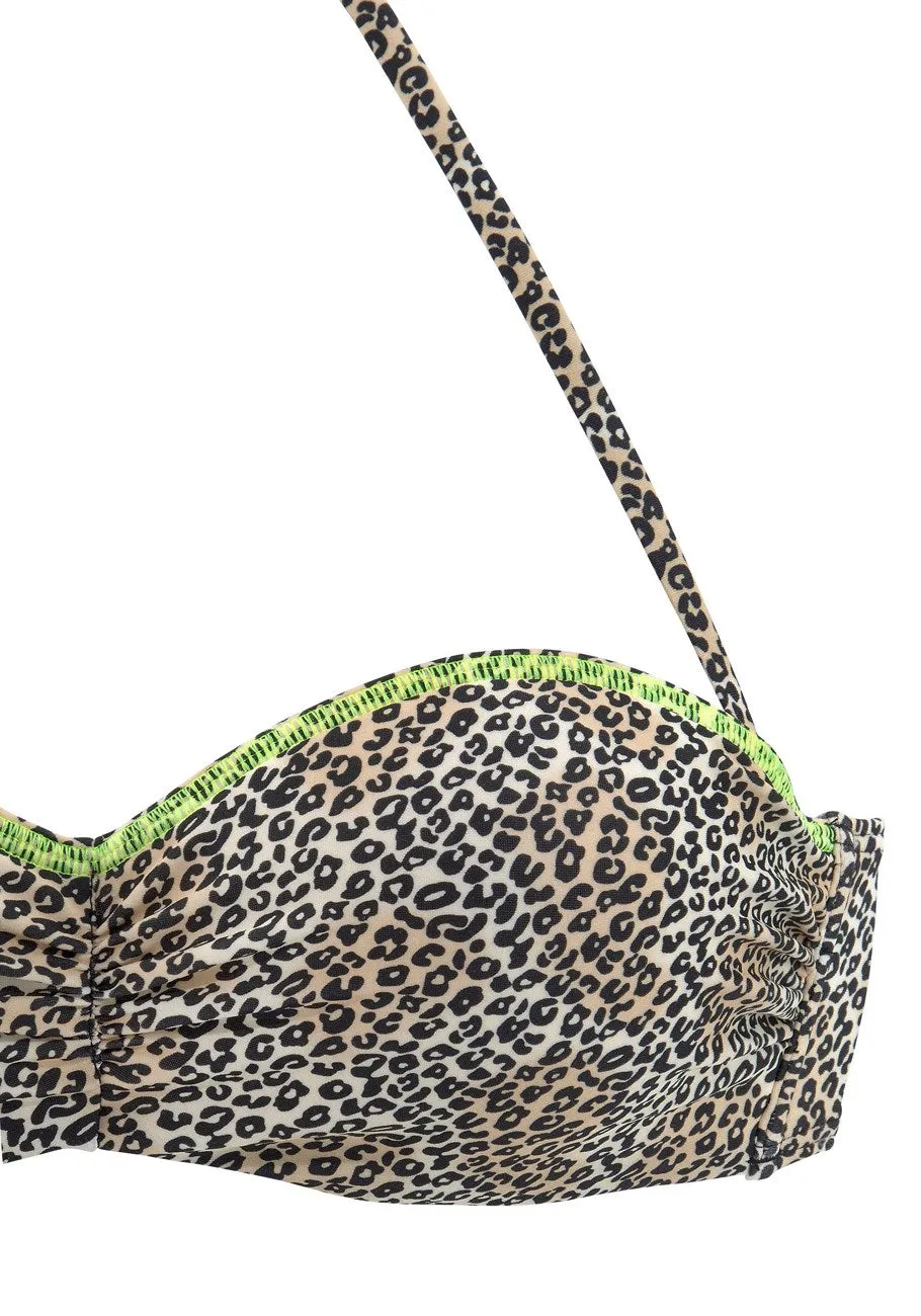 LASCANA Damen Leopard Bandeau Bikini Oberteil