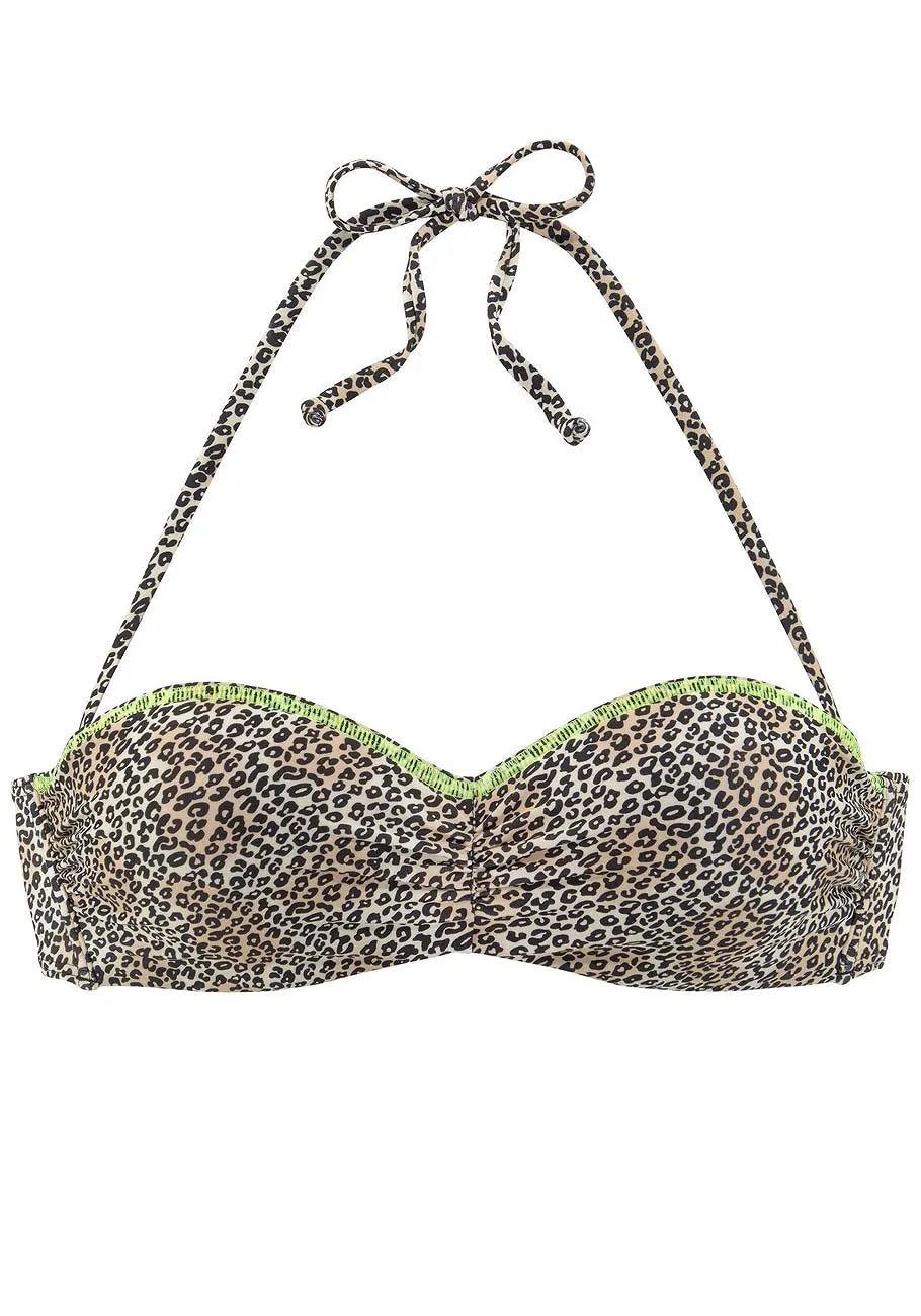 LASCANA Damen Leopard Bandeau Bikini Oberteil