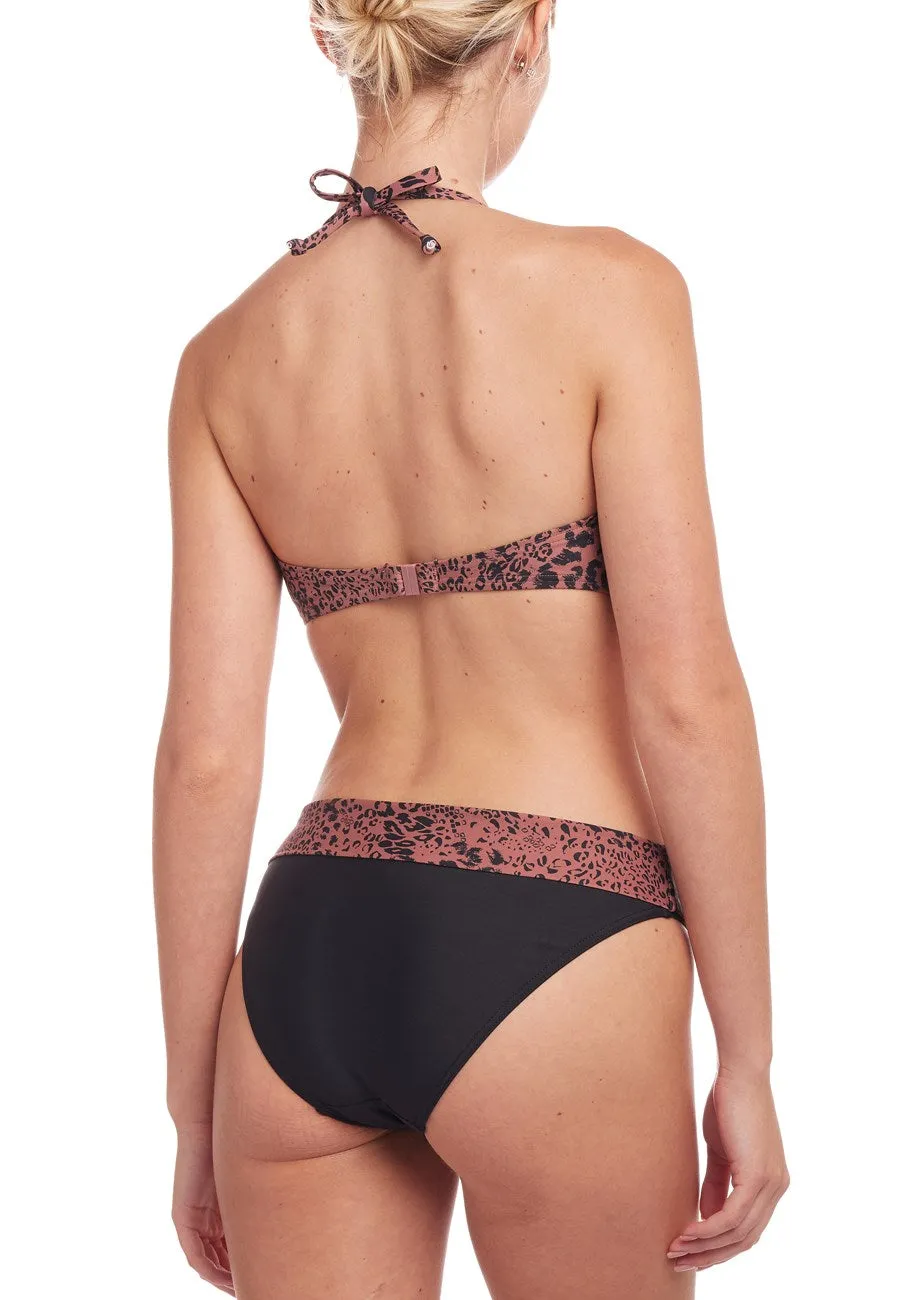 LASCANA Damen Leopardenmuster Bikini-Höschen mit umklappbarem Bund