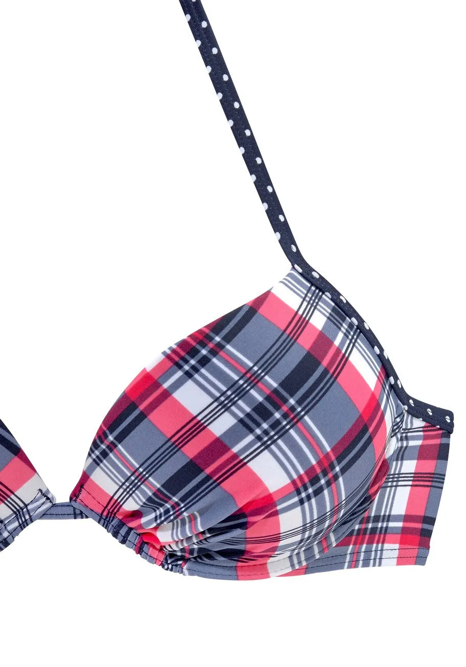 LASCANA Damen Push-Up Bikini-Oberteil im Karo-Muster