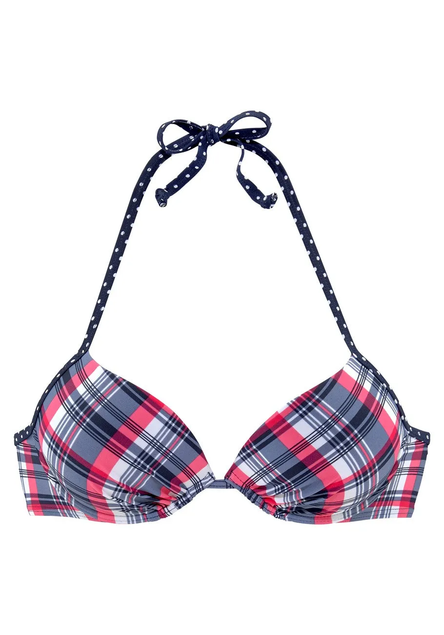 LASCANA Damen Push-Up Bikini-Oberteil im Karo-Muster