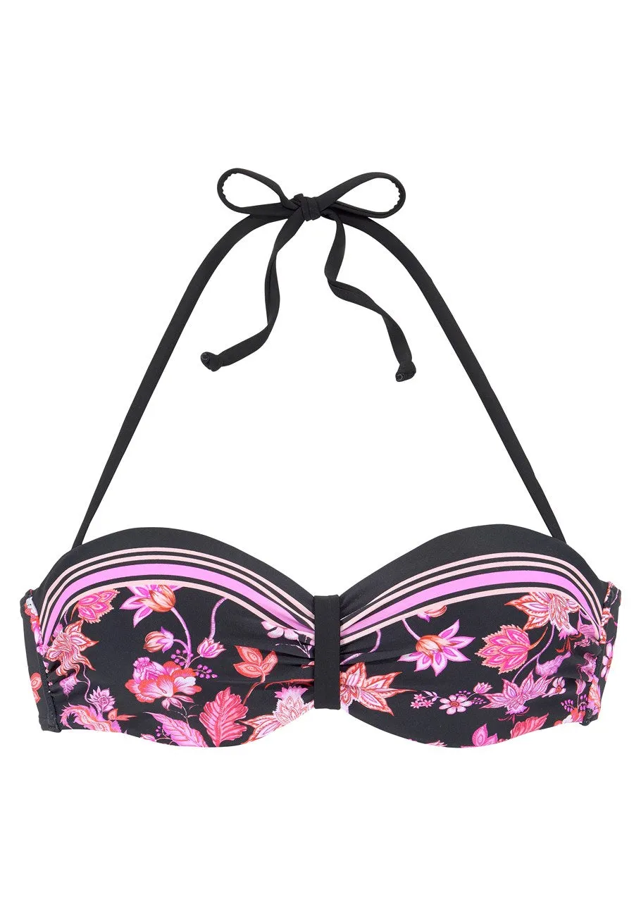 LASCANA Damen Bandeau-Bikini-Oberteil mit Print