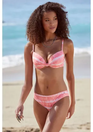 LASCANA Damen Bikini-Oberteil mit Bügel und Tie-Dye-Muster