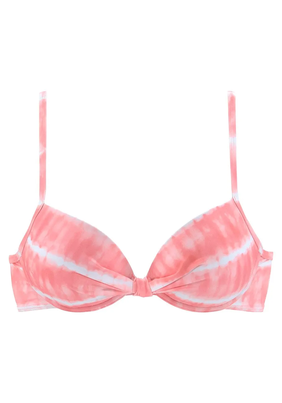 LASCANA Damen Bikini-Oberteil mit Bügel und Tie-Dye-Muster