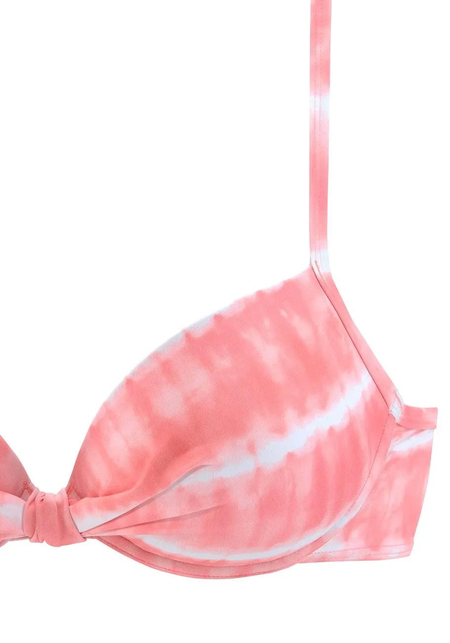 LASCANA Damen Bikini-Oberteil mit Bügel und Tie-Dye-Muster