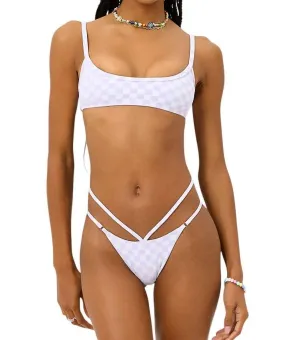 Layla Karo-Jacquard-Hose in Lila
