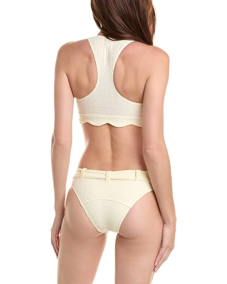 Lisa Marie Fernandez Scallop Bikini-Set mit niedriger Taille und Gürtel, 2-teilig