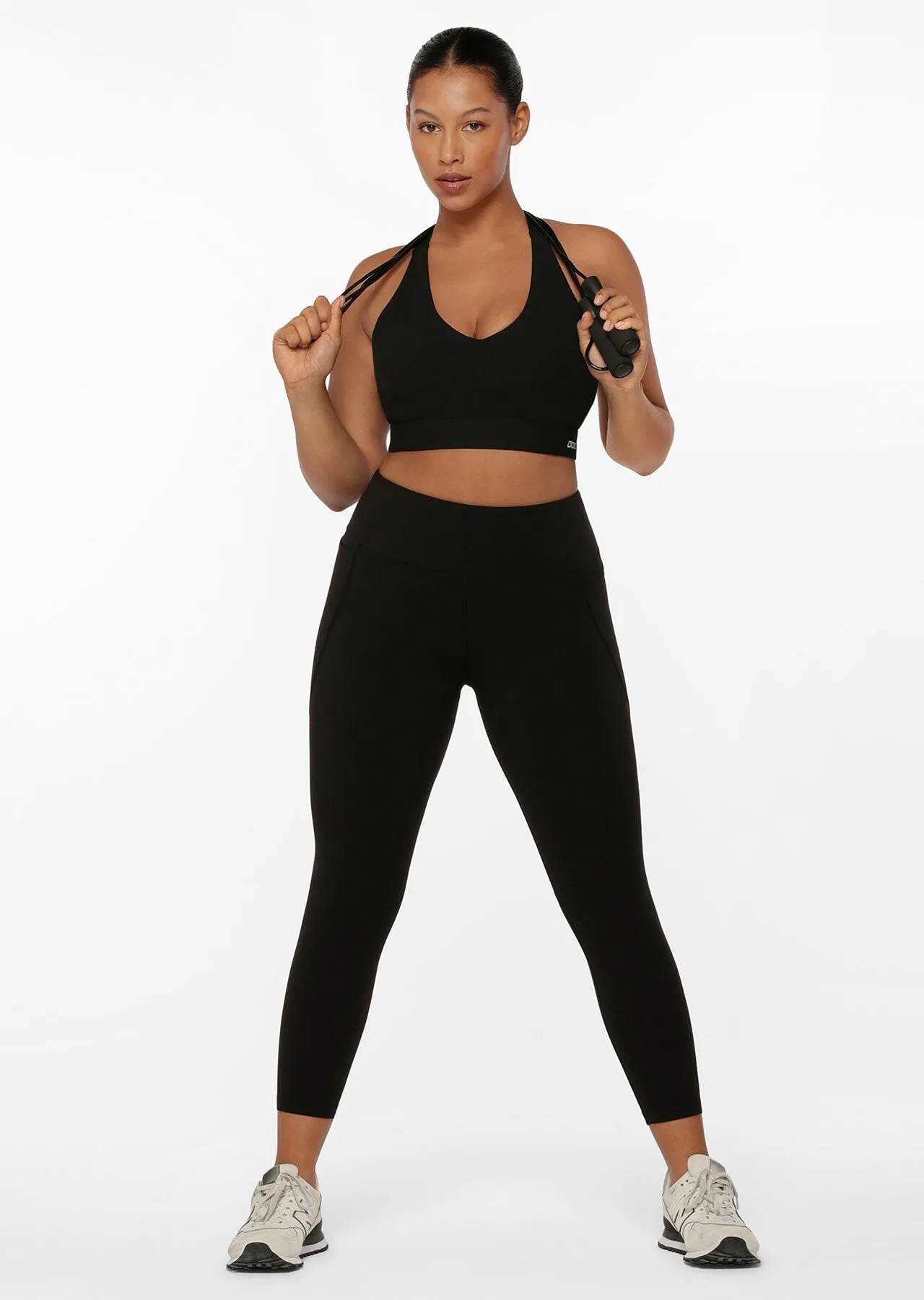 Lorna Jane Kleidung Amy Telefon-Tasche Tech-Leggings für Knöchel - Schwarz