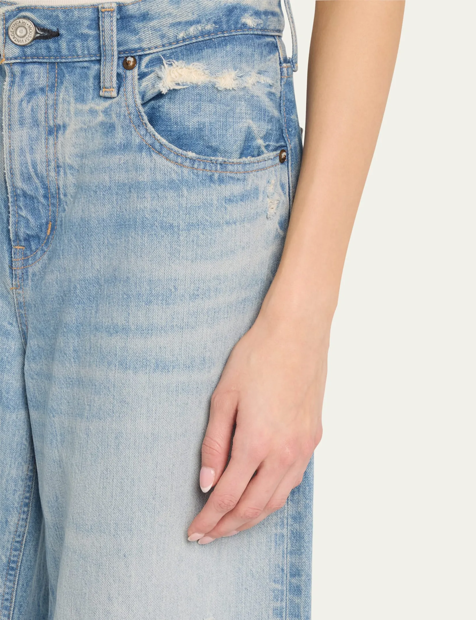 Lowell Super Weite Hose, Hellblaue Kleidung_moussy