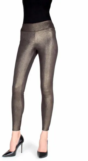 Metallisch schimmernde formende Leggings in Schwarz-Gold