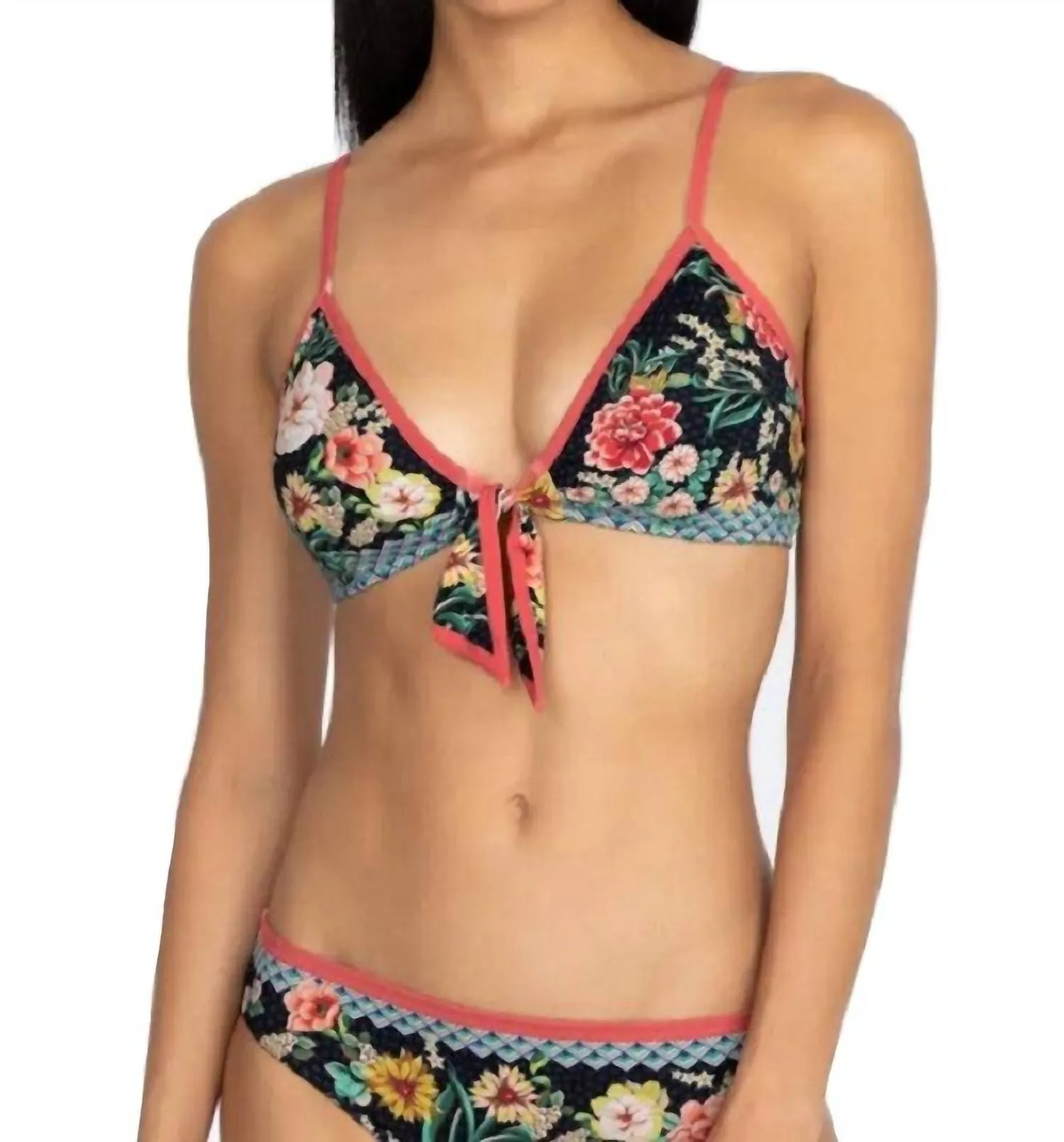 Mia Front-Knoten Bikini-Oberteil in Mehrfarbig