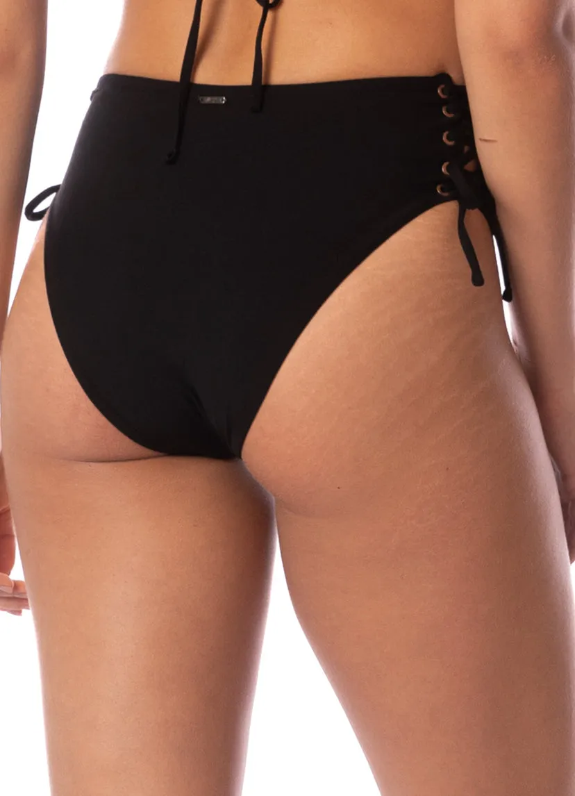 Midnight Shadow Oasis High-Rise Bikini-Höschen mit Schnürung