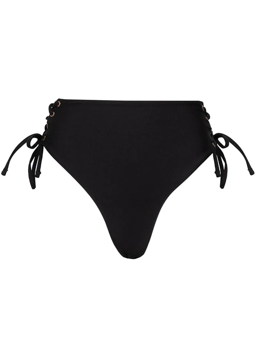 Midnight Shadow Oasis High-Rise Bikini-Höschen mit Schnürung