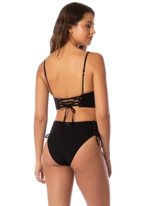 Midnight Shadow Oasis High-Rise Bikini-Höschen mit Schnürung