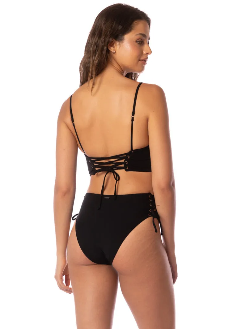 Midnight Shadow Oasis High-Rise Bikini-Höschen mit Schnürung