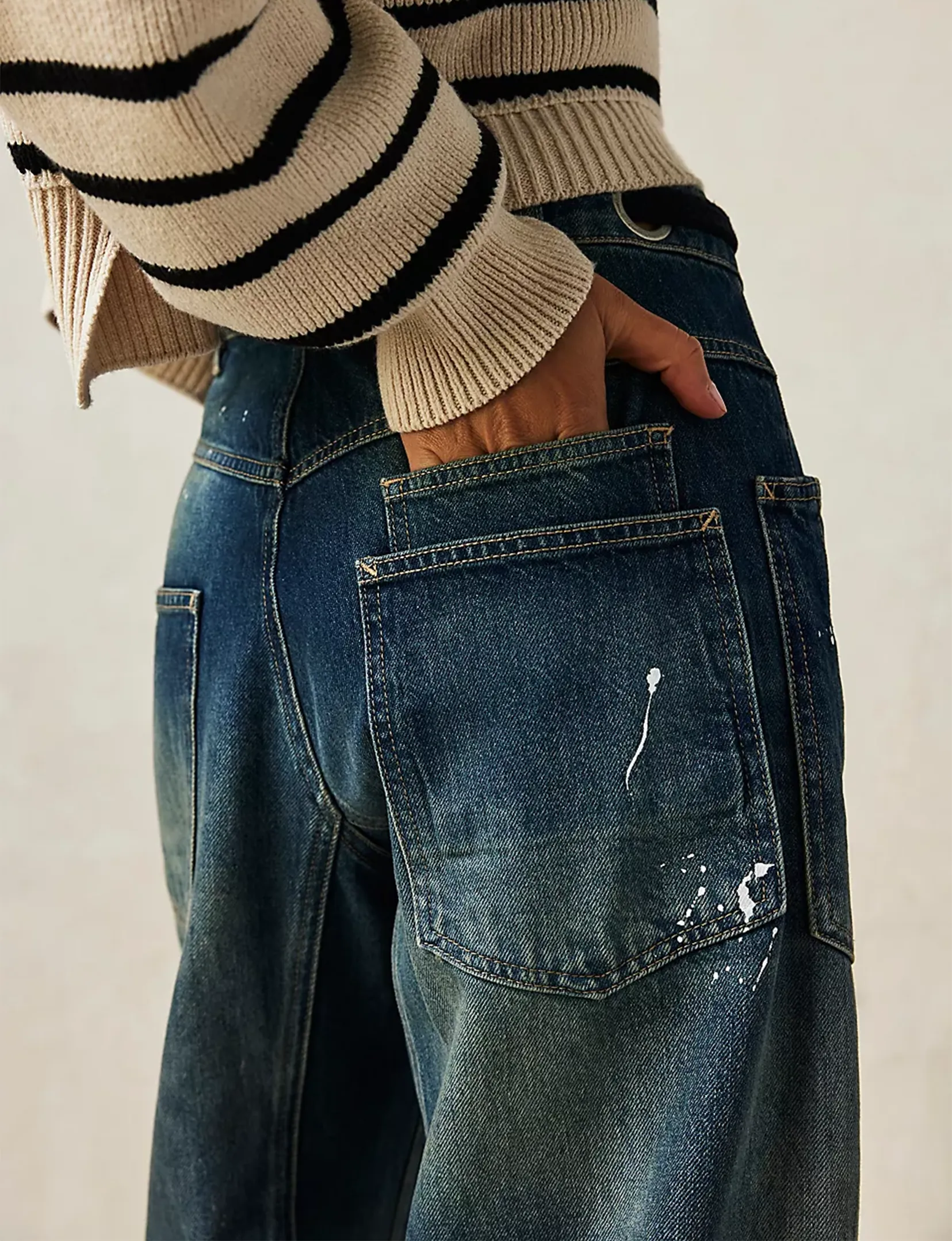 Moxie Low Slung Pull-On Barrel Jeans, Zeitlose Blaue Kleidung_free-people