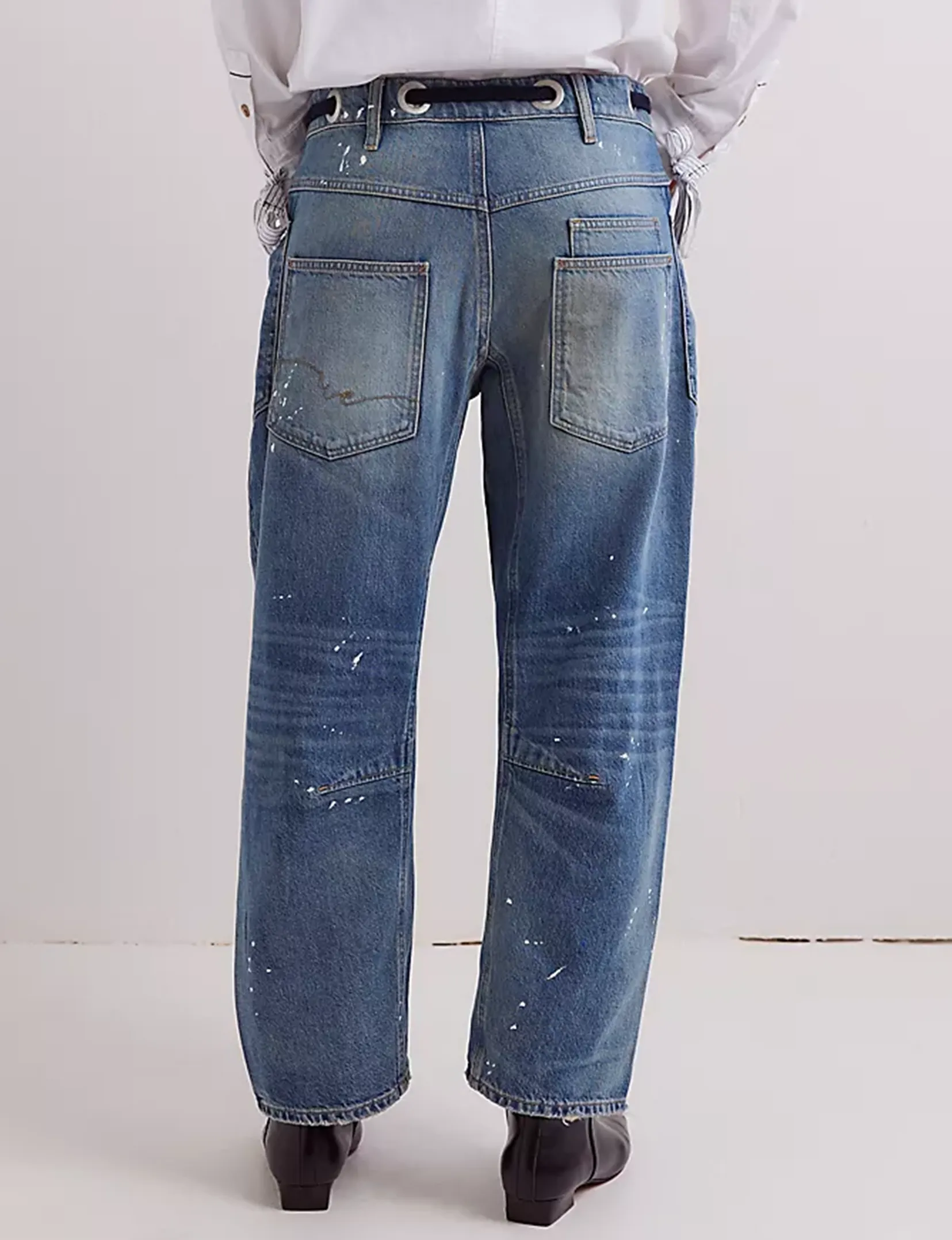 Moxie Low Slung Pull-On Barrel Jeans, Zeitlose Blaue Kleidung_free-people