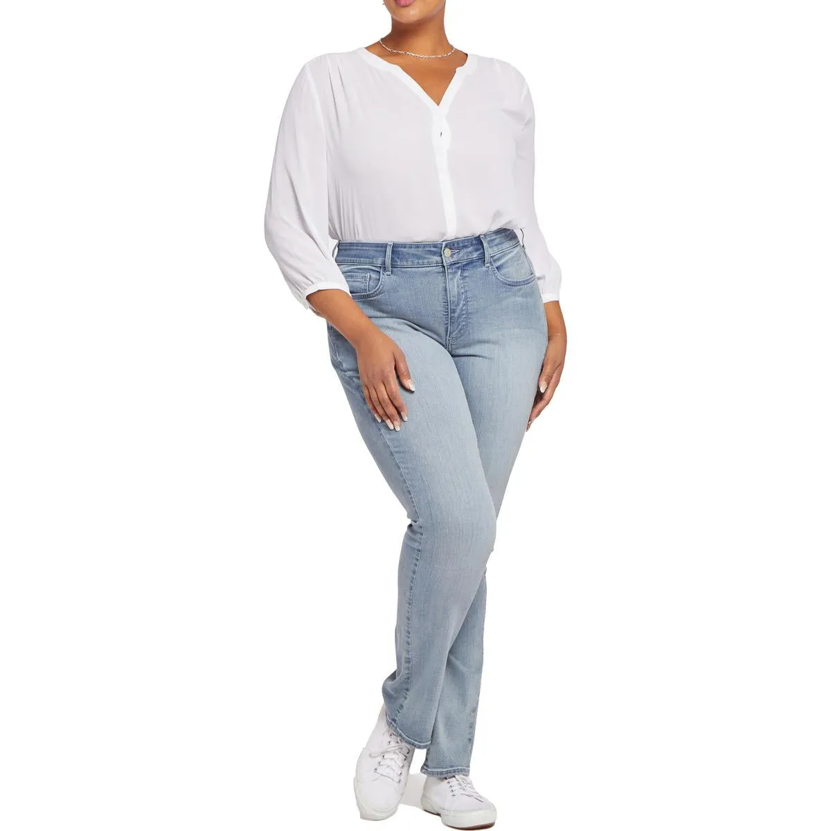 NYDJ Damen Plus Marilyn Tencel Denim Jeans mit geradem Bein
