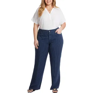NYDJ Damen Plus Teresa Nadelstreifen Denim Weitbeinjeans