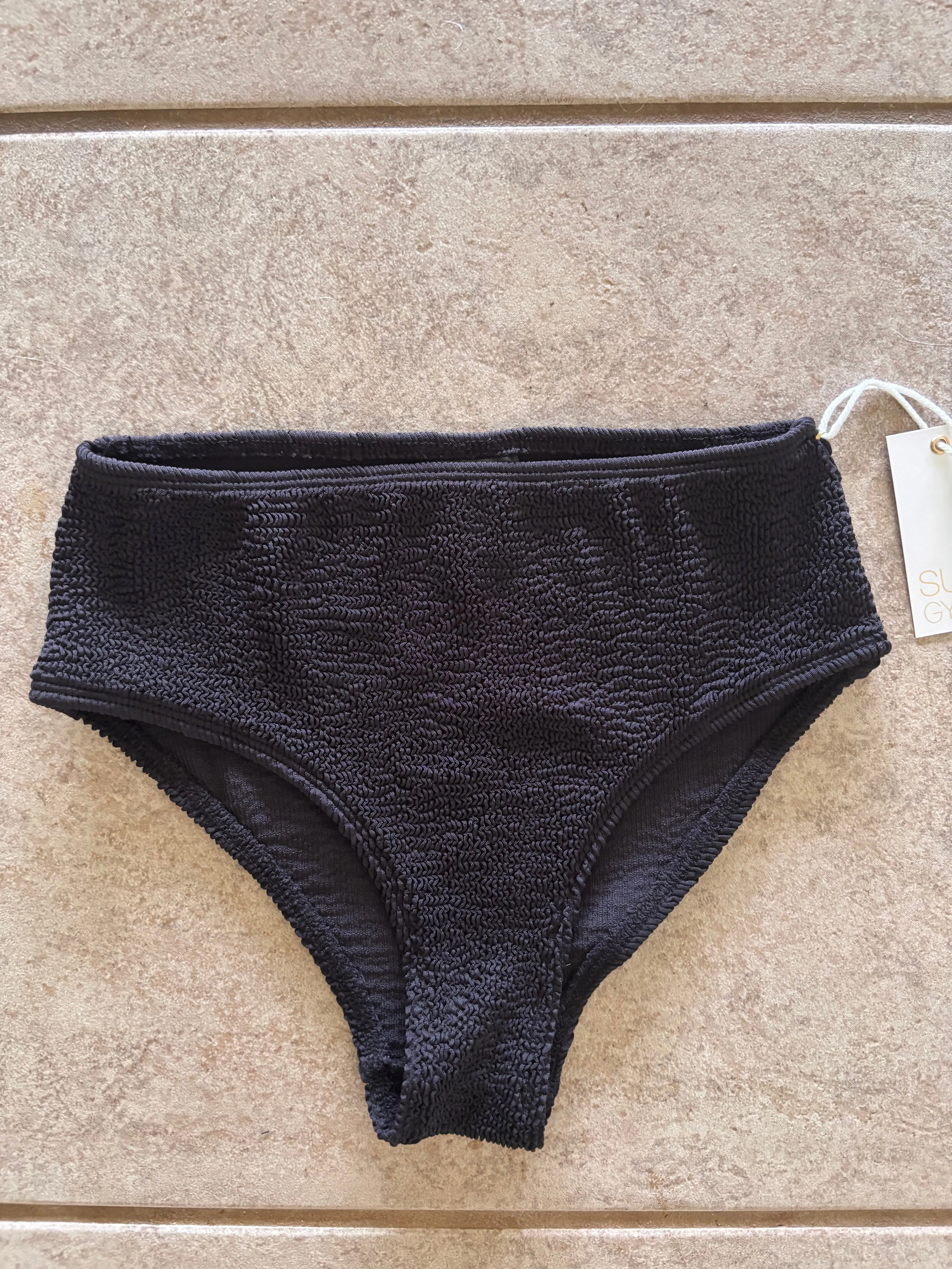 OD Black Krinkle High-Waist Bikini-Unterteil