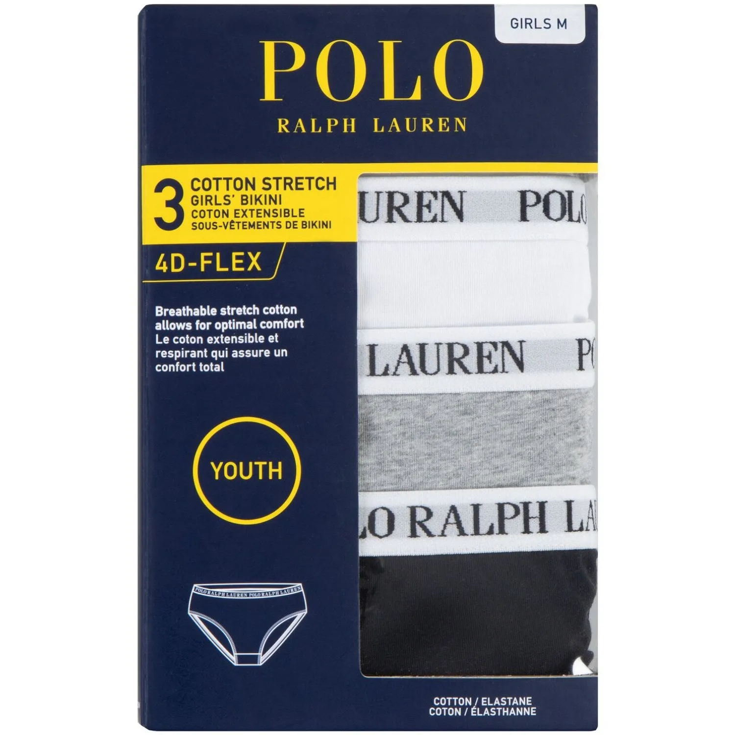 Polo Ralph Lauren Weiß/Polo Schwarz Einfarbig 3er Pack Bikini Polo-Ralph-Lauren