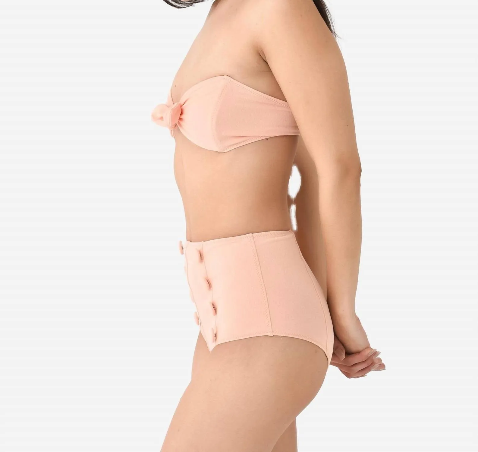 Poppy High-Waisted Bikini-Set in Korallenkrepp