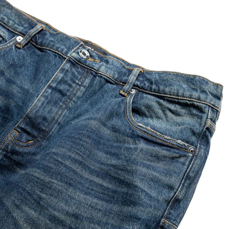 Purple Brand Low-Rise Schlagjeans mit Kintsugi-Effekt - Dunkelindigo