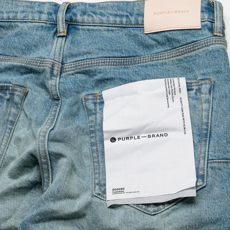 Purple Brand Low-Waist Skinny Vintage Jeans mit Knieausrissen - Mittelindigo