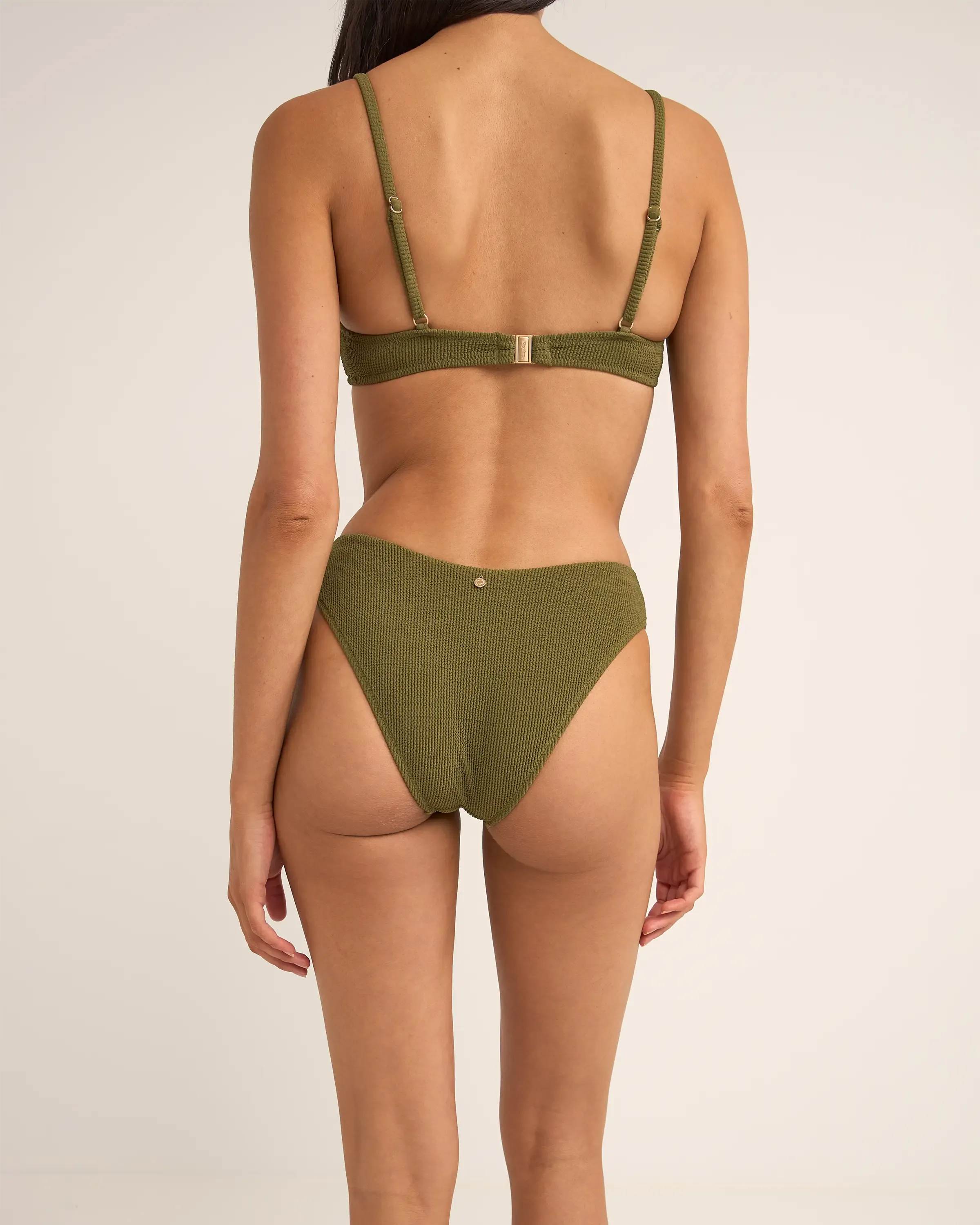 Rhythm Clothing Isla Rib Bikini-Unterteil in Efeu für den Urlaub