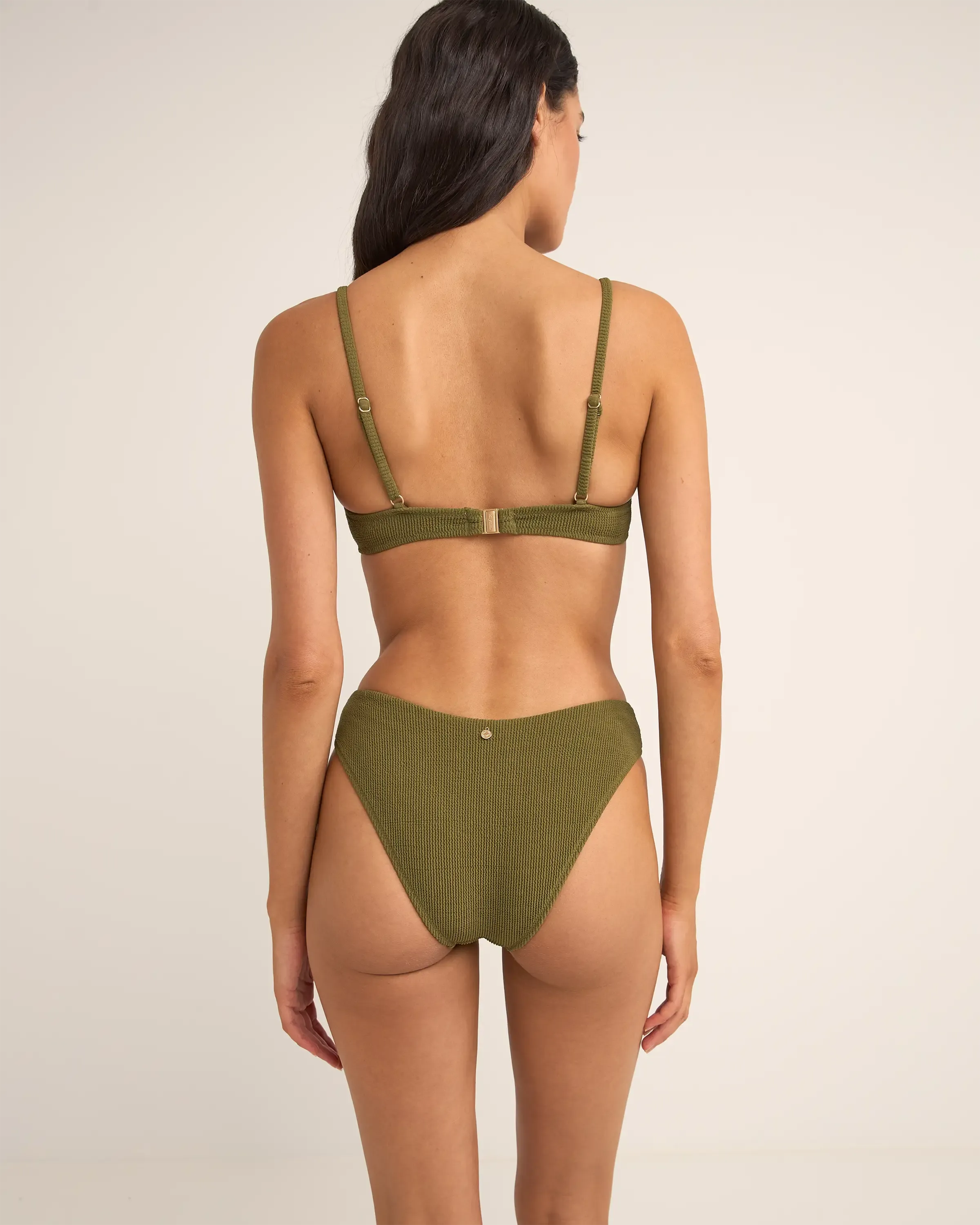 Rhythm Clothing Isla Rippenring Front Trilete Bikini-Oberteil in Efeu