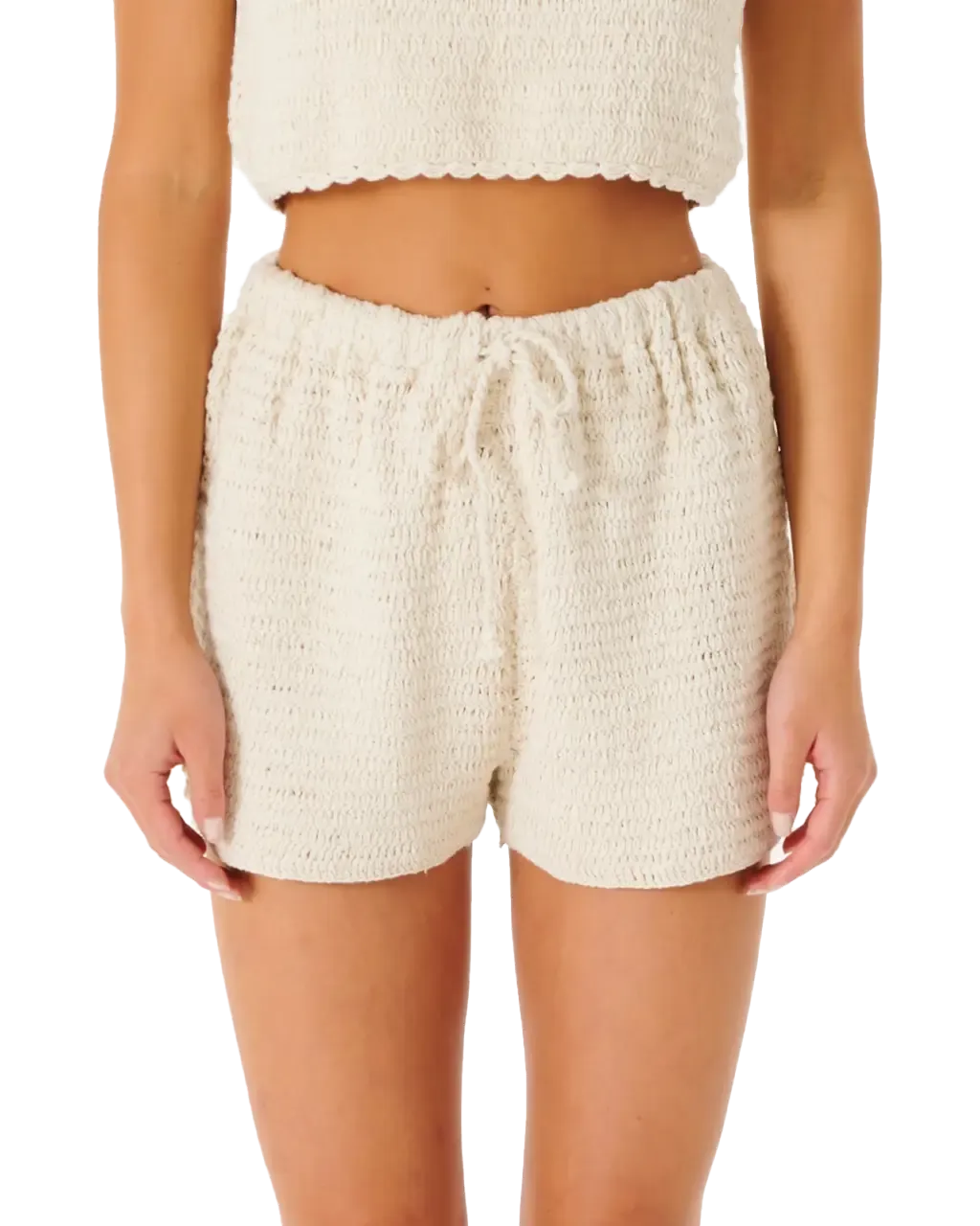 Rip Curl Clothing Oceans Together Häkel-Shorts in Off-White