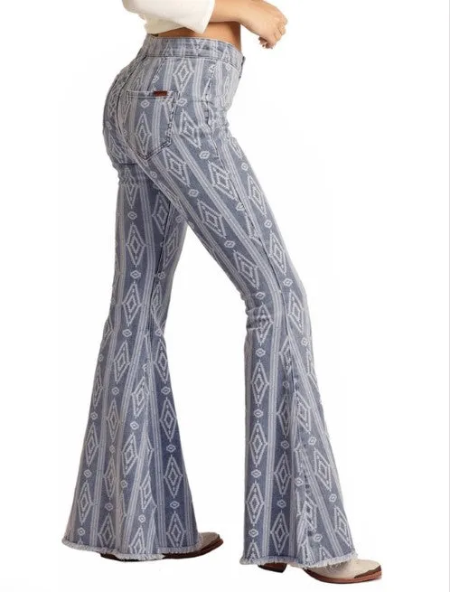 Rock & Roll Cowgirl Jeans im Azteken-Look, hellgewaschen