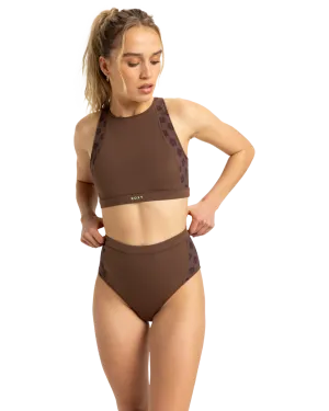 Roxy Pro Wave Highwaist Bikini-Höschen in Schokoladenpflaume Polkabiscus