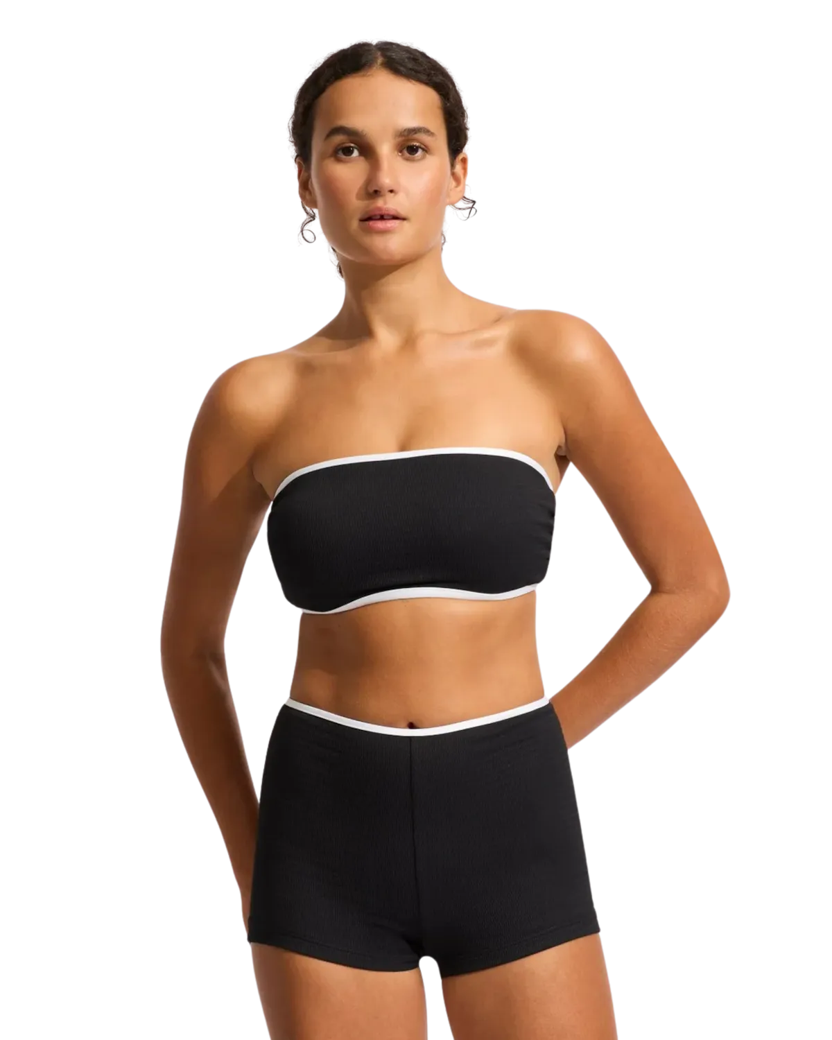 Seafolly Damen Badebekleidung Beach Bound Boyleg Bikini-Höschen in Schwarz