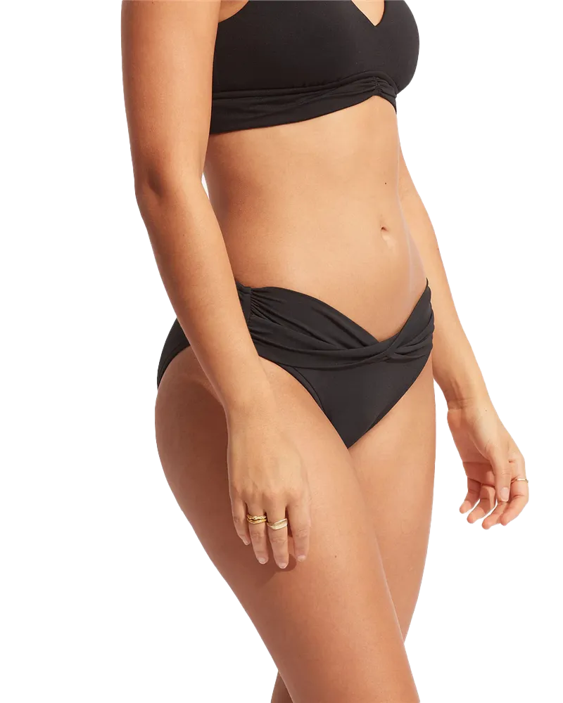 Seafolly Damen Badebekleidung Collective Twist Band Hipster Bikini-Höschen in Schwarz