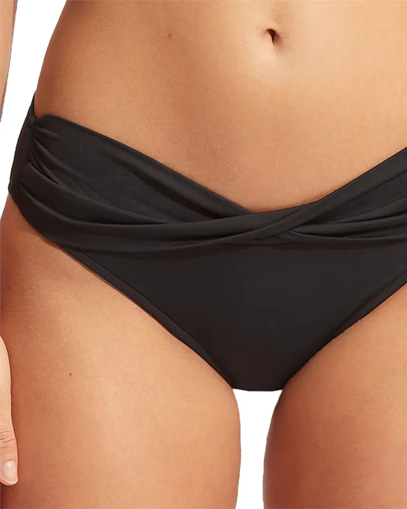 Seafolly Damen Badebekleidung Collective Twist Band Hipster Bikini-Höschen in Schwarz