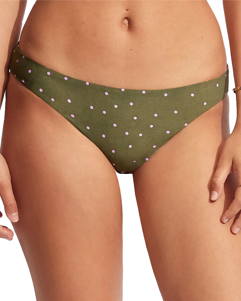 Seafolly Damen Badebekleidung Paradise Garden Umkehrbare Bikini-Unterteile in Avocado
