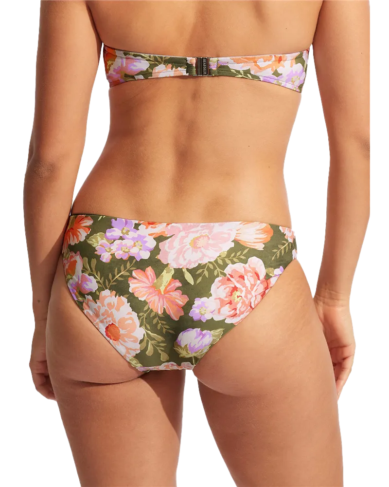 Seafolly Damen Badebekleidung Paradise Garden Umkehrbare Bikini-Unterteile in Avocado