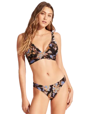 Seafolly Damen Badebekleidung Silk Road Hipster Bikini-Höschen in Schwarz