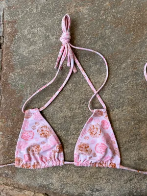 Shell Print Bikini-Oberteil mit geteiltem Träger