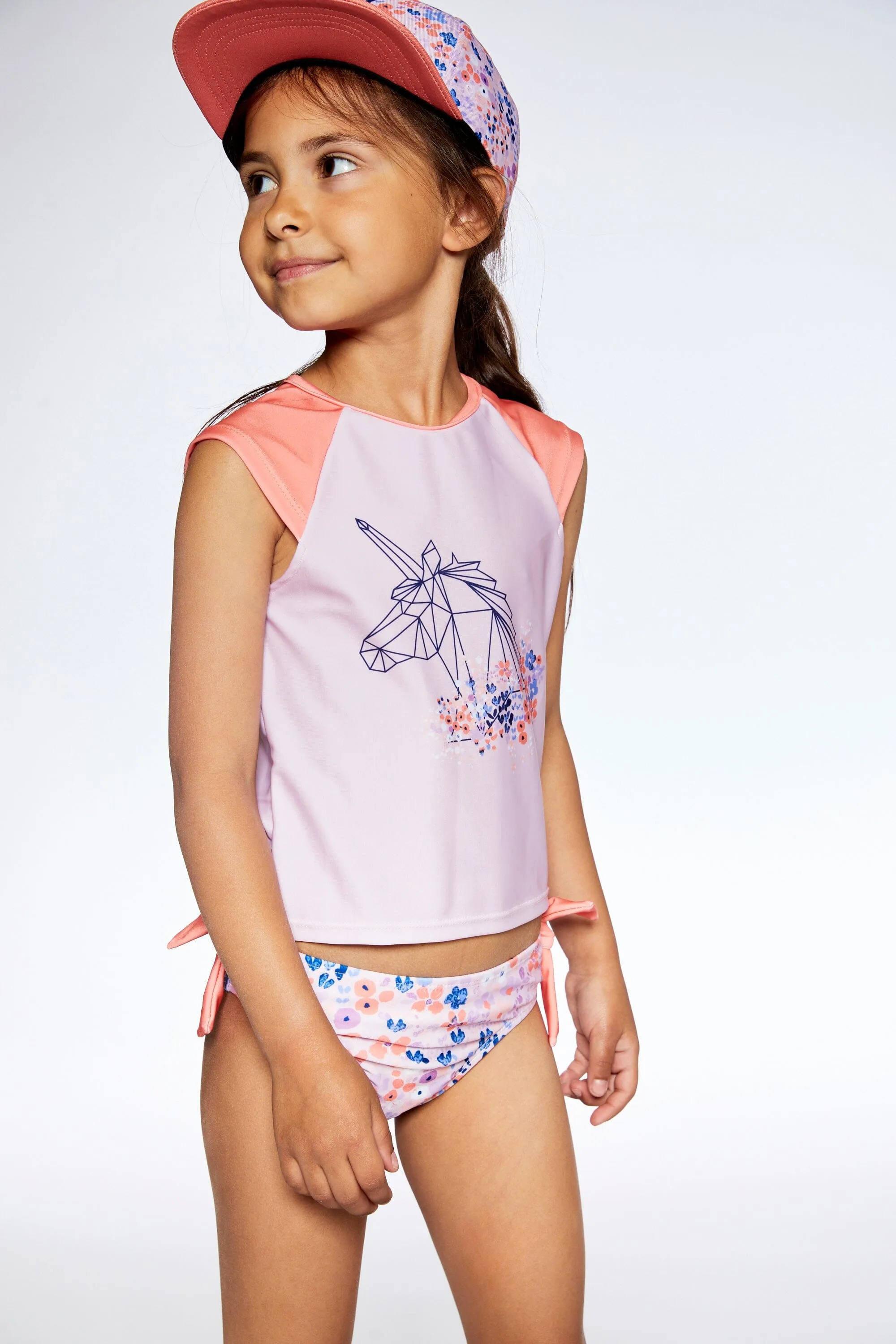 Zweiteiliger Rashguard-Badeanzug Lavendel Gedruckte Felder Blumen Babykids_Deux-Par-Deux