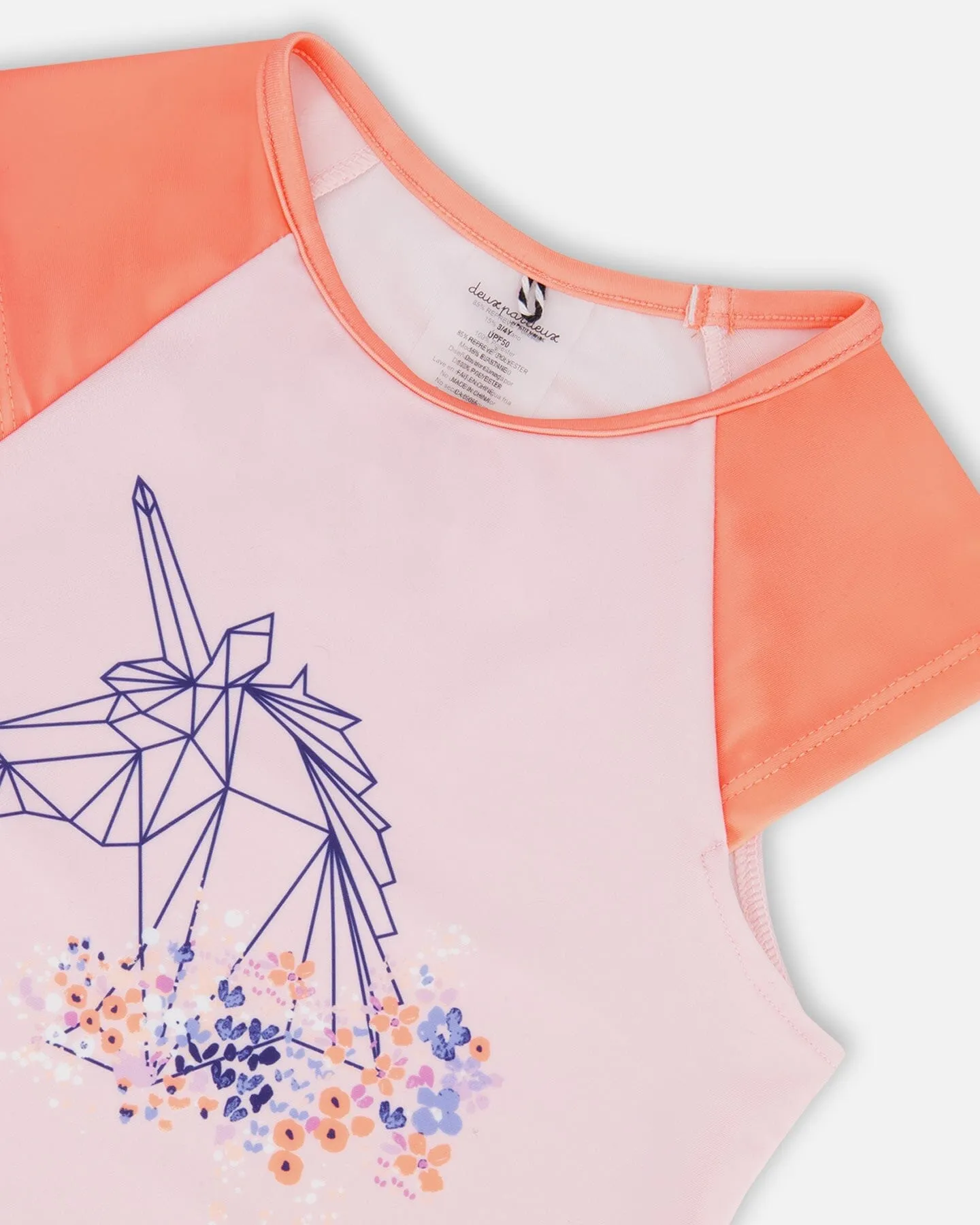 Zweiteiliger Rashguard-Badeanzug Lavendel Gedruckte Felder Blumen Babykids_Deux-Par-Deux