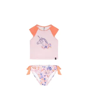 Zweiteiliger Rashguard-Badeanzug Lavendel Gedruckte Felder Blumen Babykids_Deux-Par-Deux