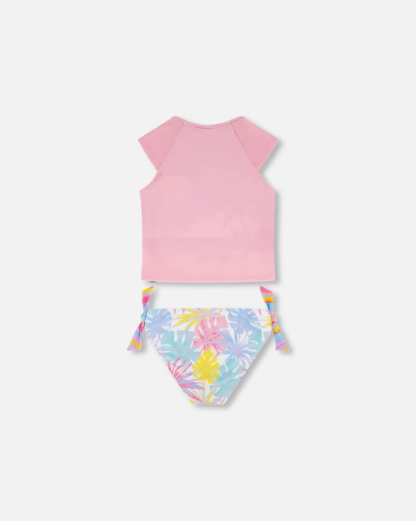 Zweiteiliger Rashguard-Badeanzug Palmblatt Pastellprint Babykids_Deux-Par-Deux