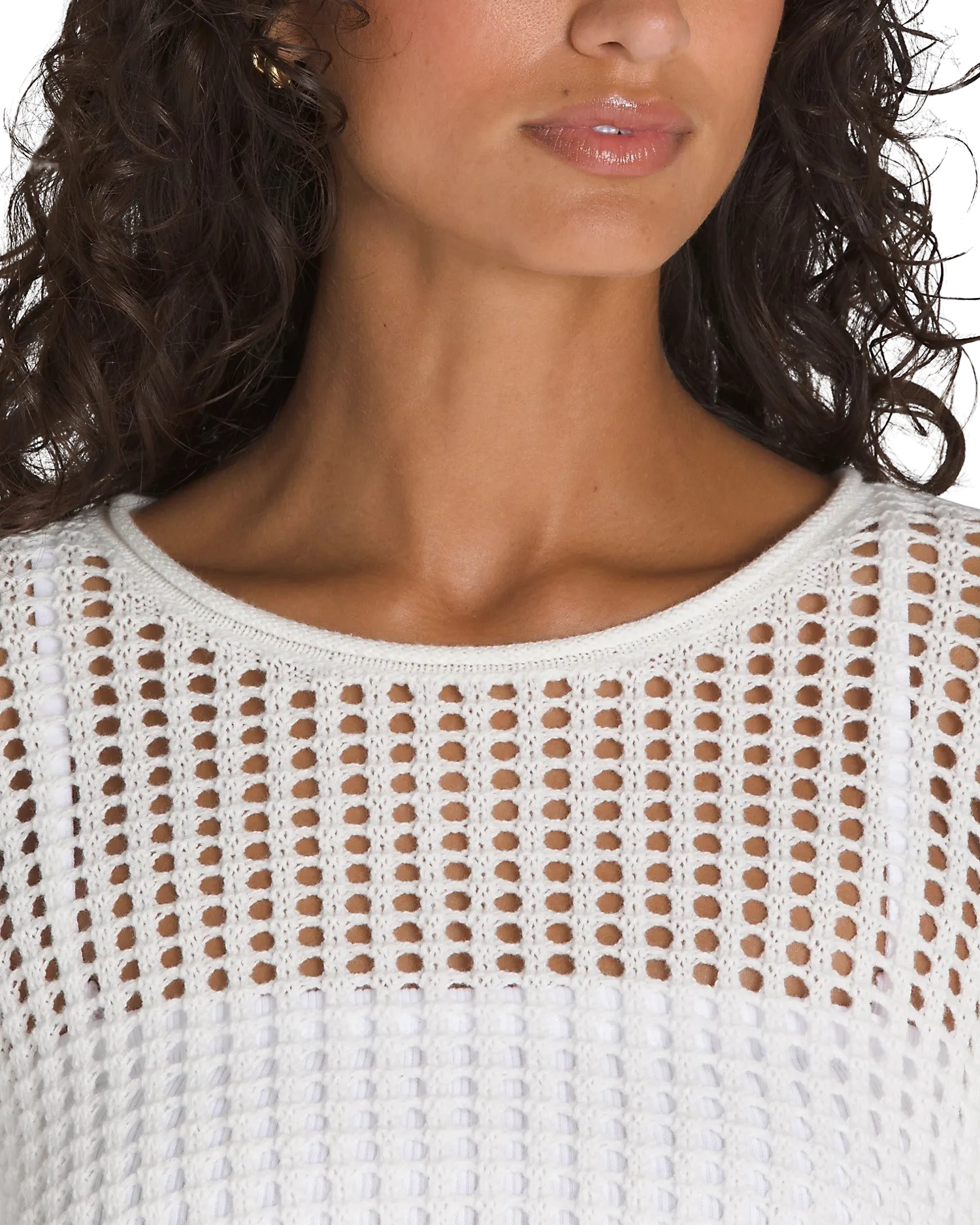 Vans Clothing Mila Open Knit Crop Top in Marshmallow