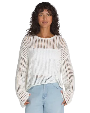 Vans Clothing Mila Open Knit Crop Top in Marshmallow