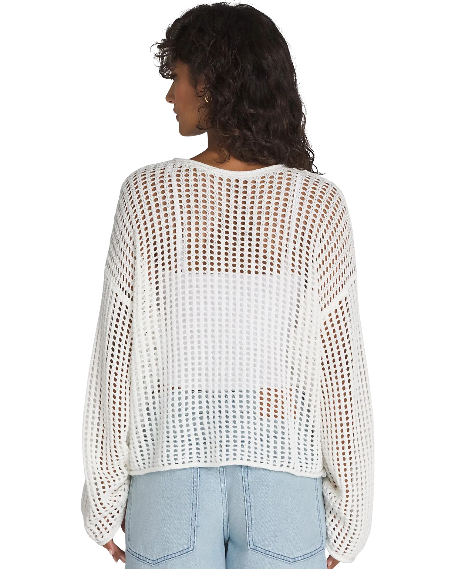 Vans Clothing Mila Open Knit Crop Top in Marshmallow
