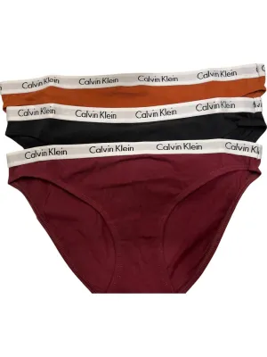 Damen 3er Pack Bikini-Unterteil in Rot/Schwarz/Orange